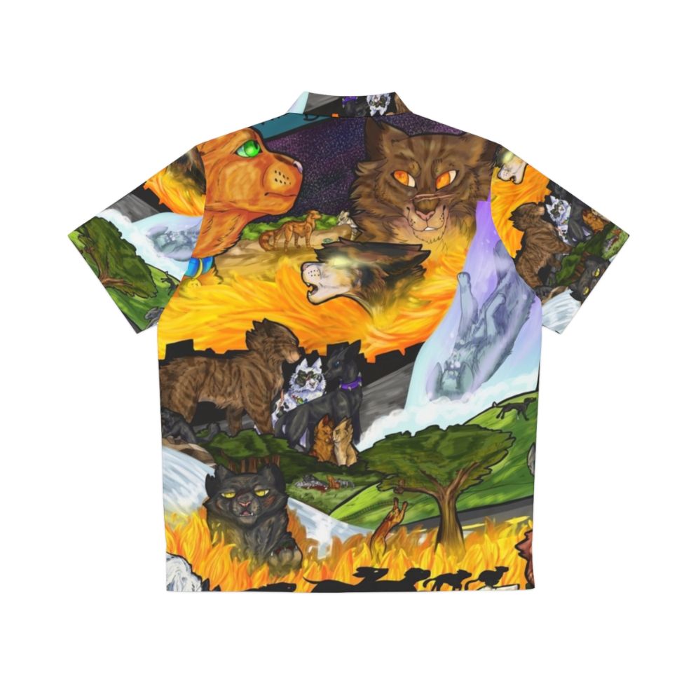 Warriors The Prophecies Begin Hawaiian Shirt featuring Firestar, Tigerstar, and other iconic Warrior Cats characters - Back