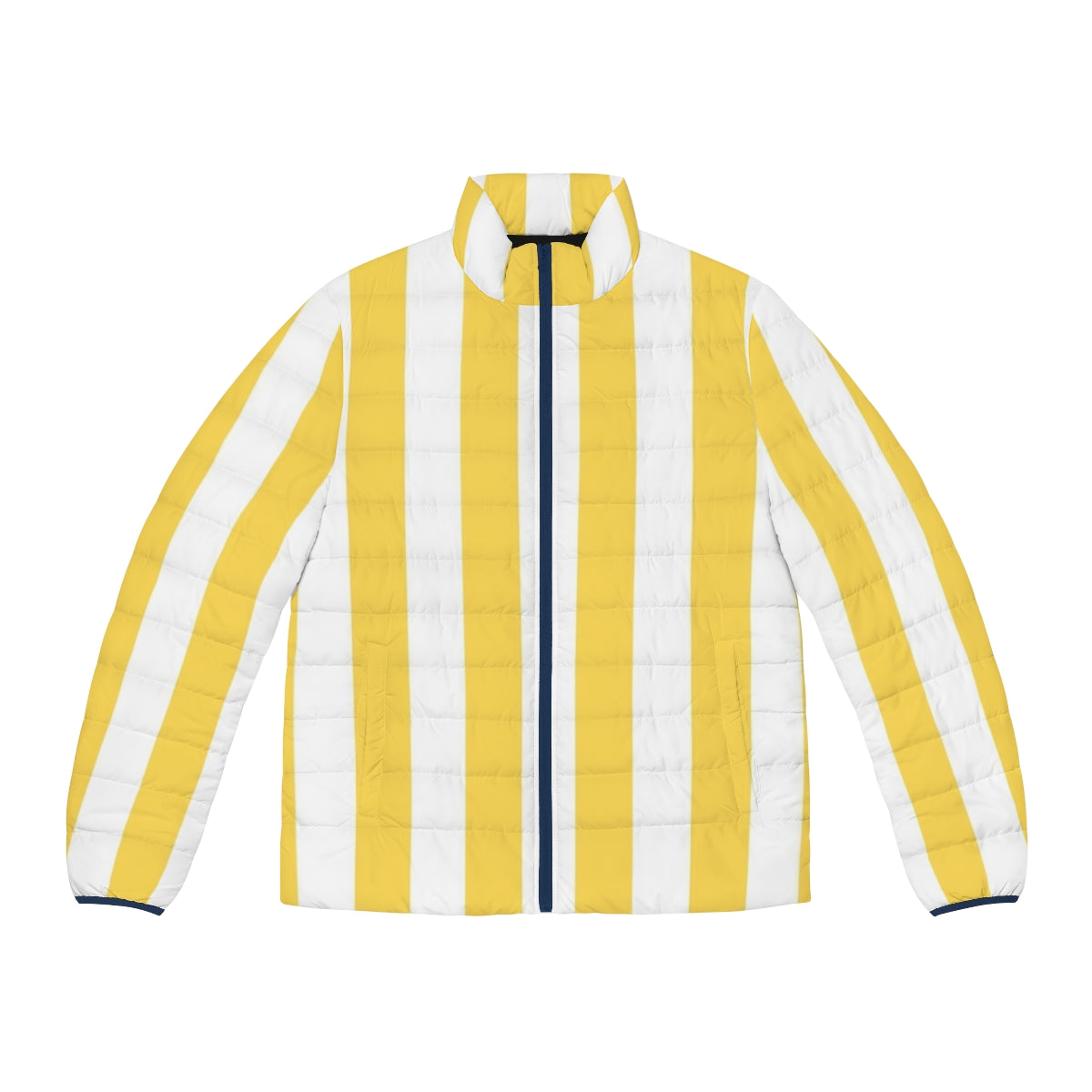 Yellow and black striped puffer jacket