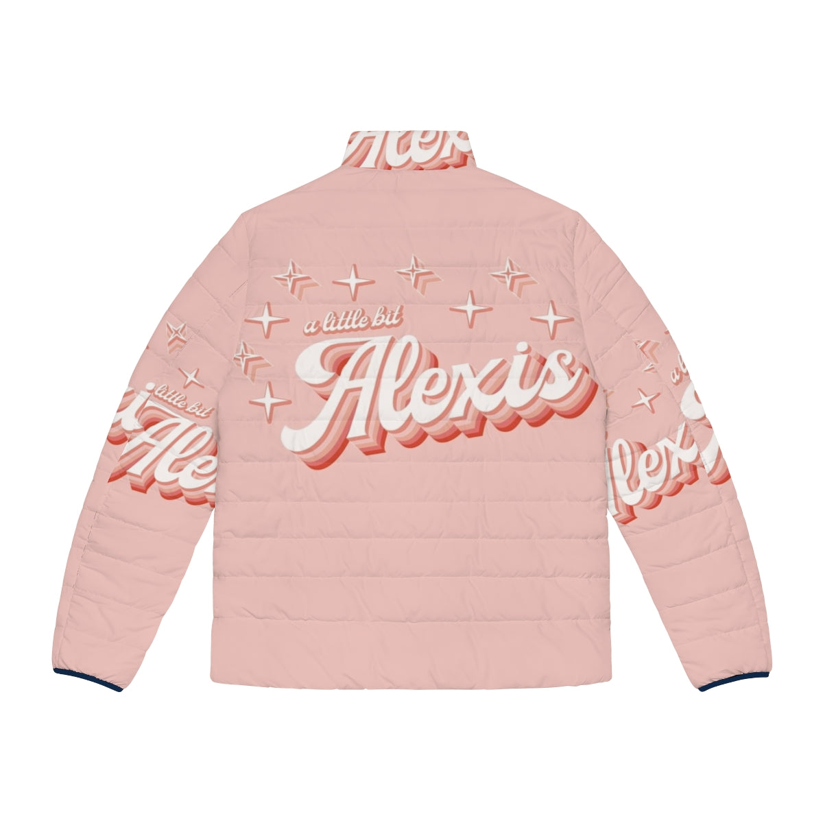 Alexis Rose inspired pink gradient puffer jacket with retro star pattern - Back