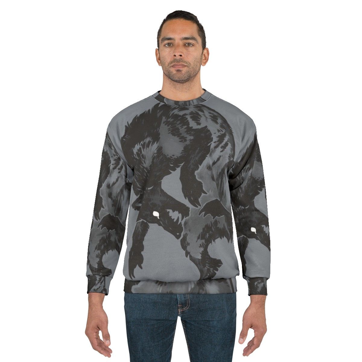 Hyena Sweatshirt featuring a creepy, furry animal design - men