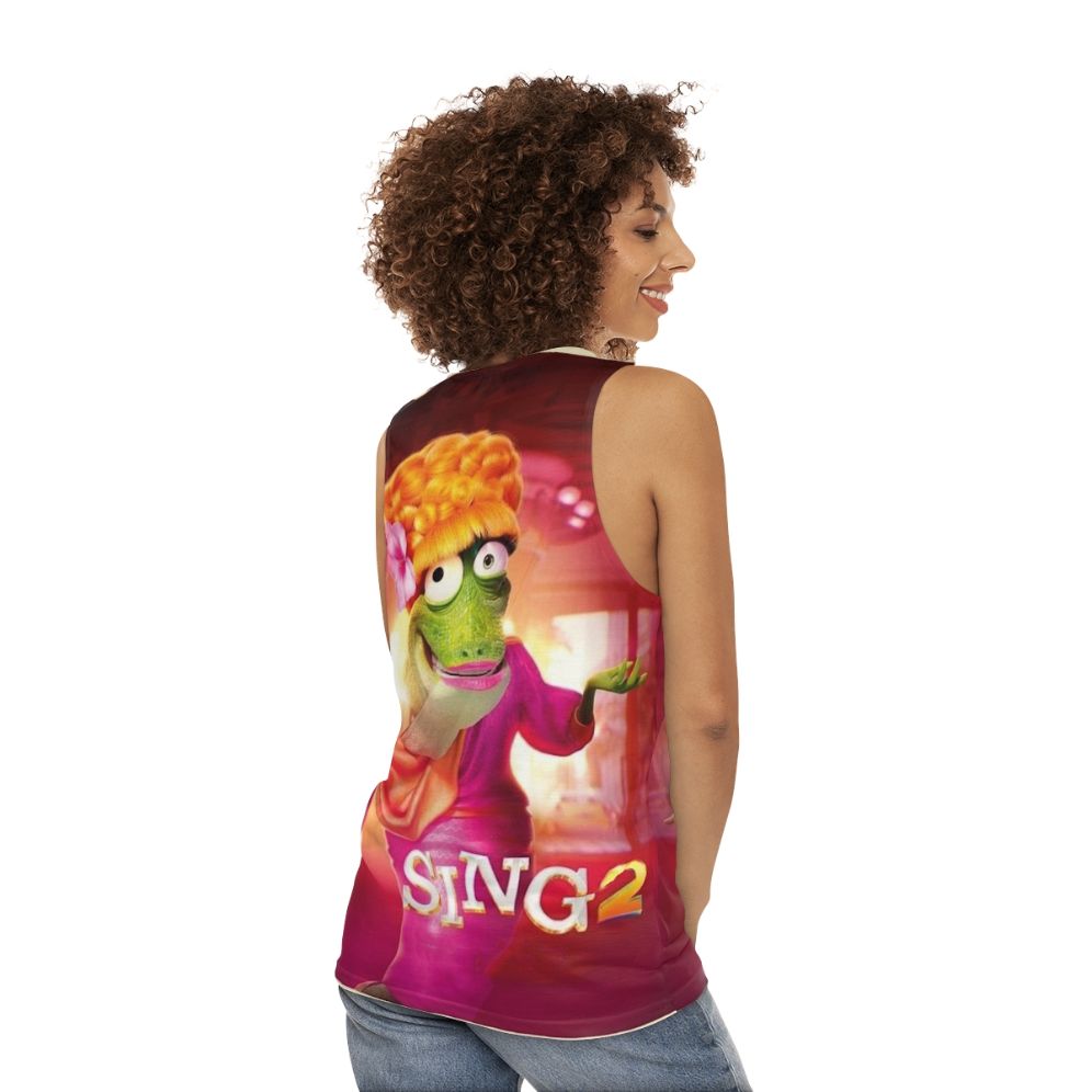 Sing 2 Unisex Tank Top featuring Buster Moon, Clay Calloway, and other characters - women back