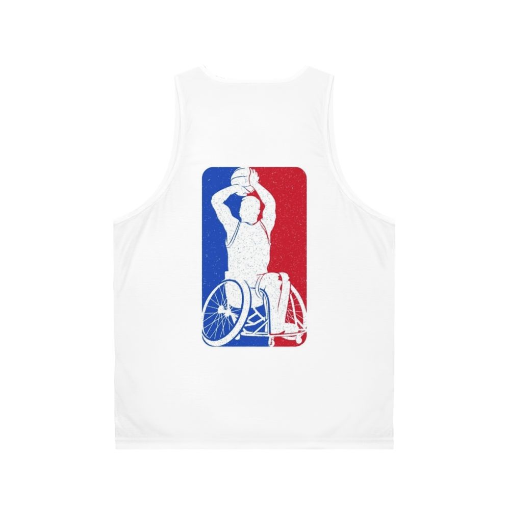 Wheelchair basketball player wearing a unisex sports tank top - Back