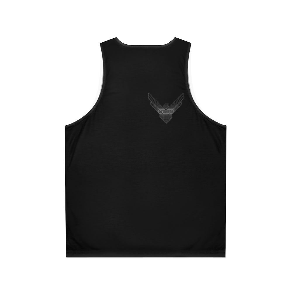 Dune-inspired minimalist geometric pattern unisex tank top - Back