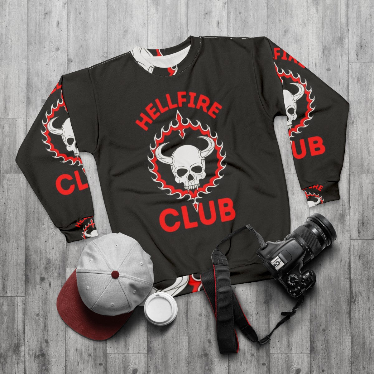 Hellfire Club Stranger Things 80s Youth Sweatshirt - flat lay