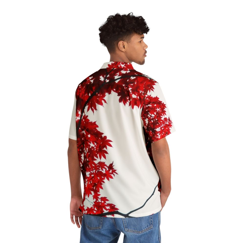 Koyo Hawaiian Shirt with Vibrant Red Maple Leaves - People Back