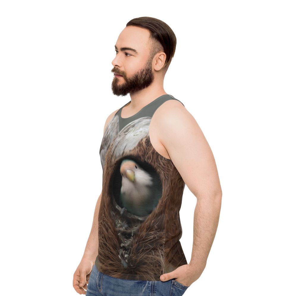 Unisex tank top with bird graphic design - men side