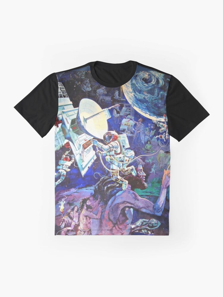 Vintage Spaceship Earth Mural Graphic on a T-Shirt - Flat lay