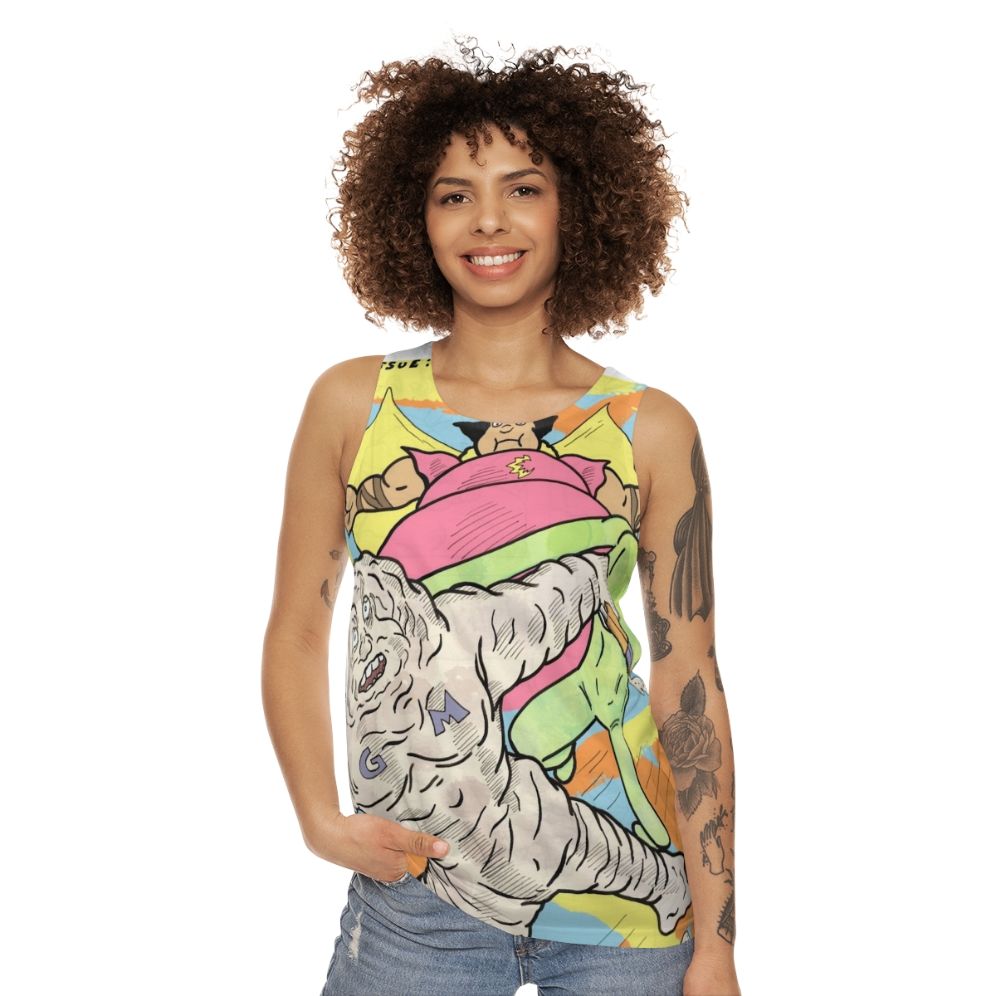 Cloudman vs Glueman vs Moon Alien Unisex Tank Top - women