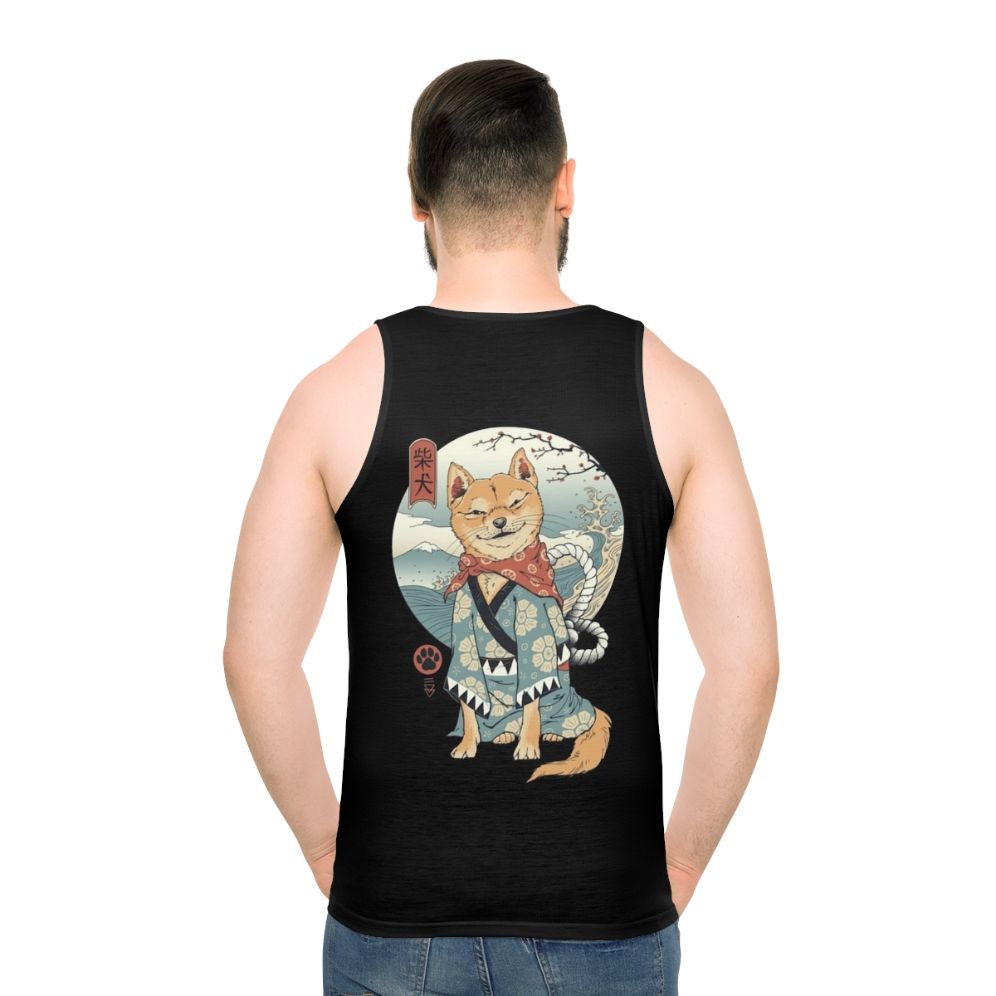 Shiba Inu Unisex Tank Top with Ukiyo-e Inspired Graphic - men back