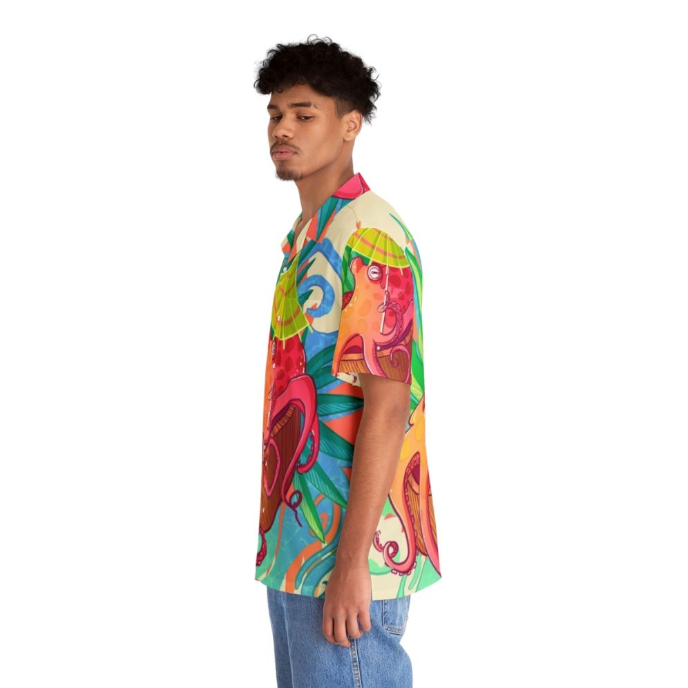 Colorful Hawaiian shirt with cartoon octopus design - People Left