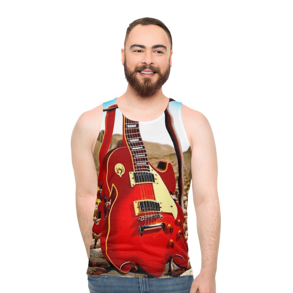 Melted guitar vintage abstract desert art unisex tank top - men