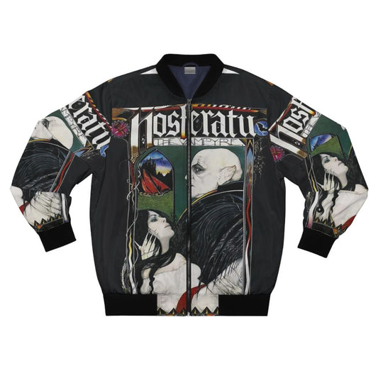 Nosferatu vintage horror movie inspired bomber jacket with graphic design