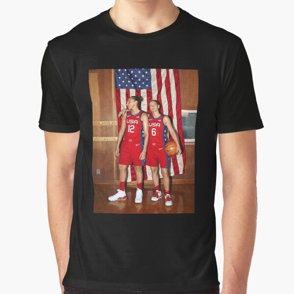 Team USA Basketball Graphic T-Shirt with images of Sue Bird and Diana Taurasi