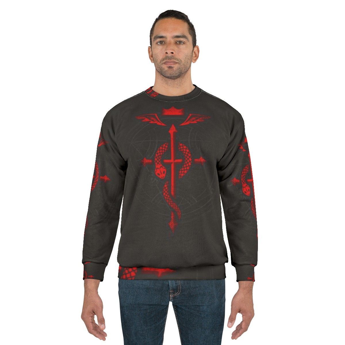 Alchemist Flamel Sweatshirt featuring the alchemy symbol from Fullmetal Alchemist anime - men