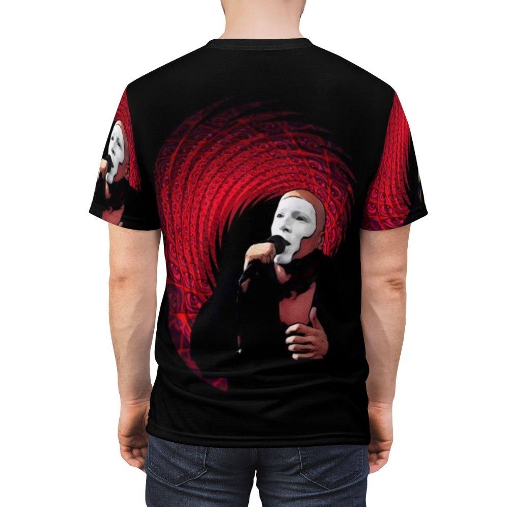 Jambi inspired metal band graphic t-shirt featuring a digital art design - men back