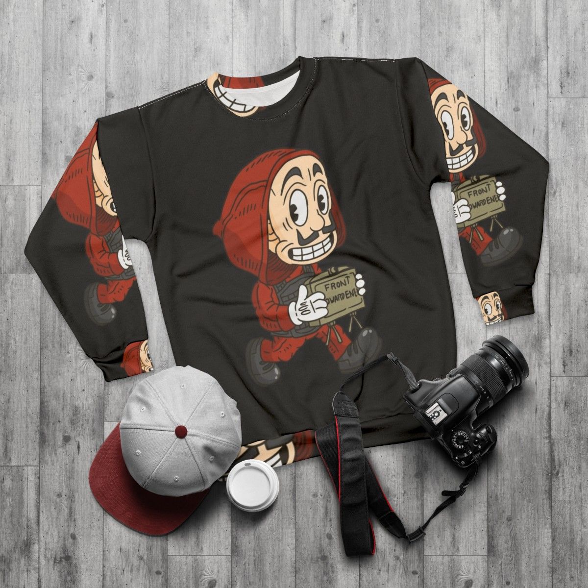 Vintage Cartoon Style Money Heist Sweatshirt - flat lay