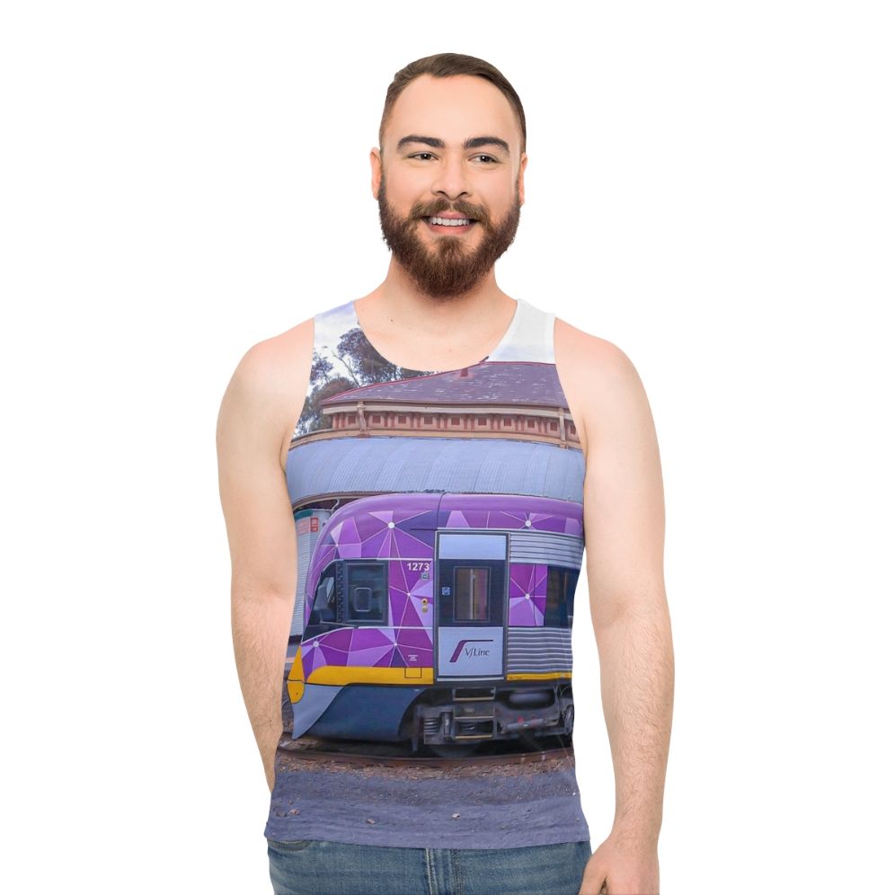 Unisex train tank top from Bendigo, Australia - men