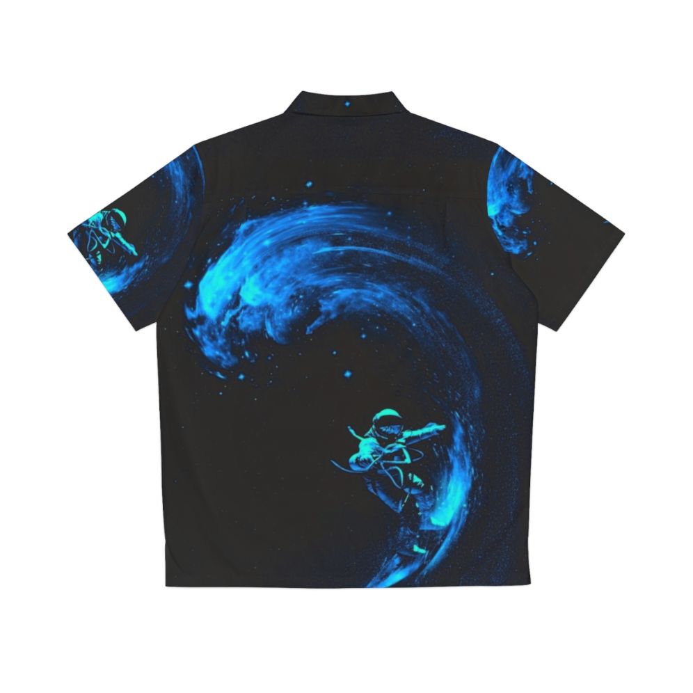 Cosmic Surf Hawaiian Shirt featuring galaxy, stars, and astronaut design - Back