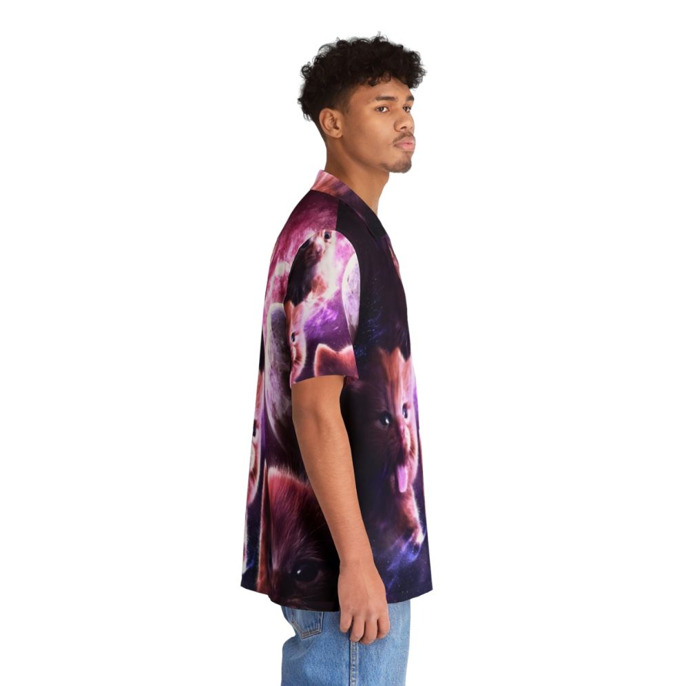 Celestial Cat Hawaiian Shirt with Moon Print - People Pight