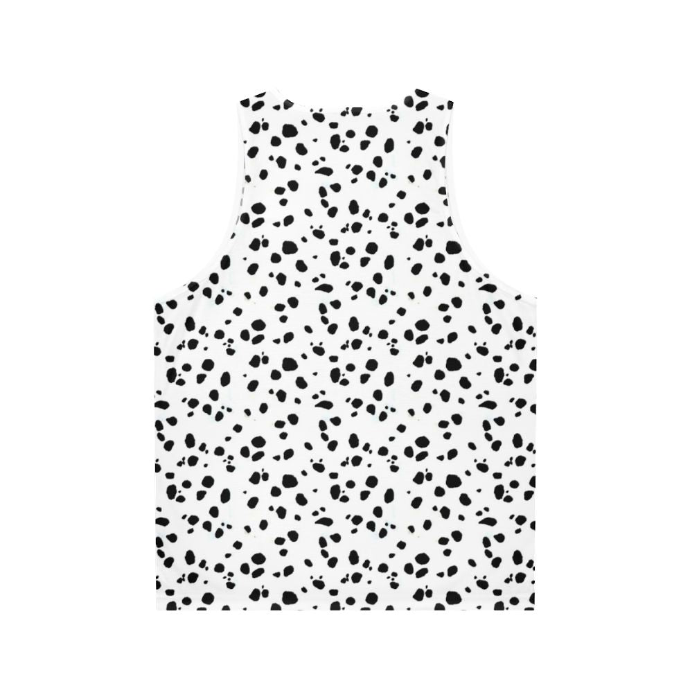 Dalmatian-inspired unisex tank top with a repetitive spotted pattern - Back