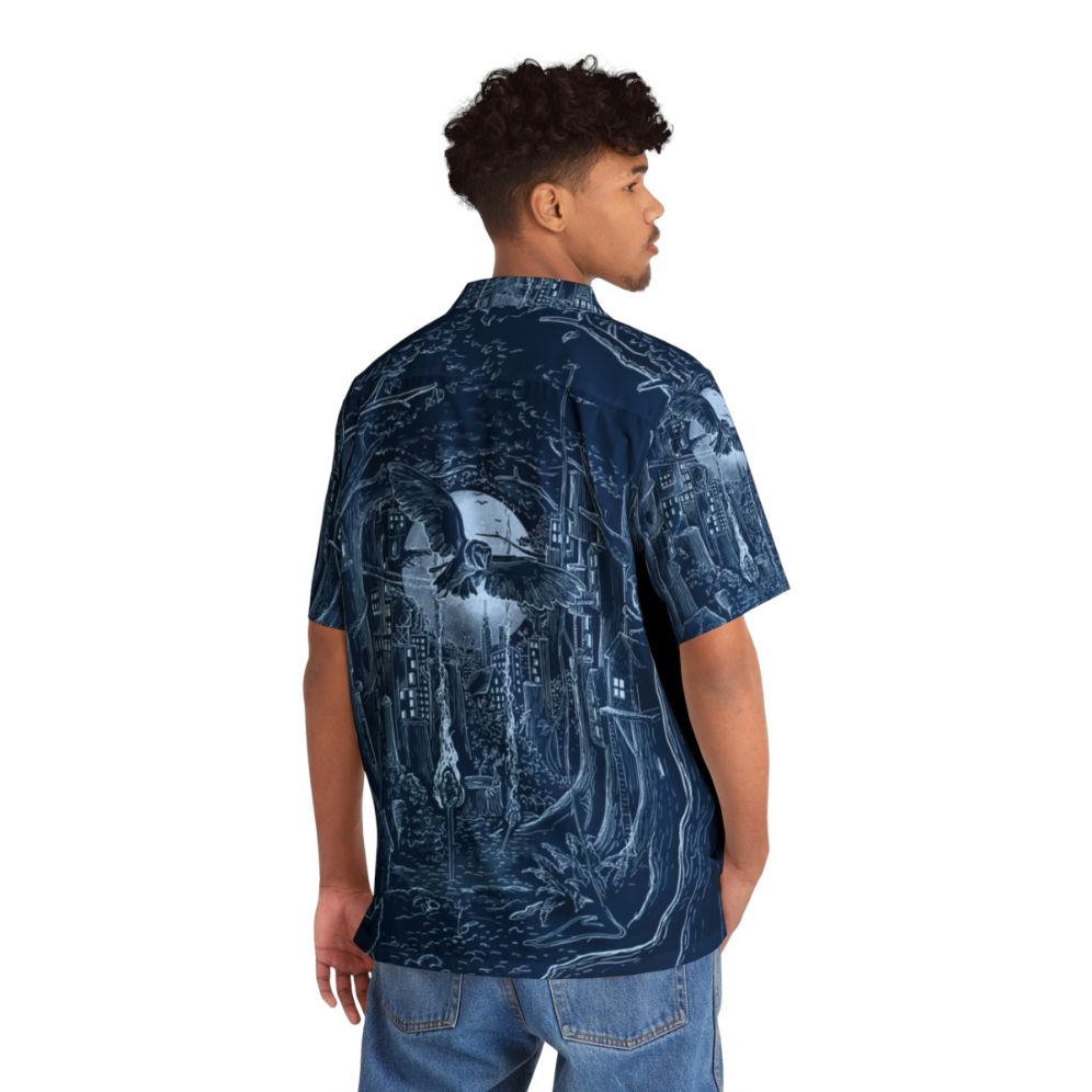 Enchanted Forest Hawaiian Shirt with forest, moon, and animal design - People Back