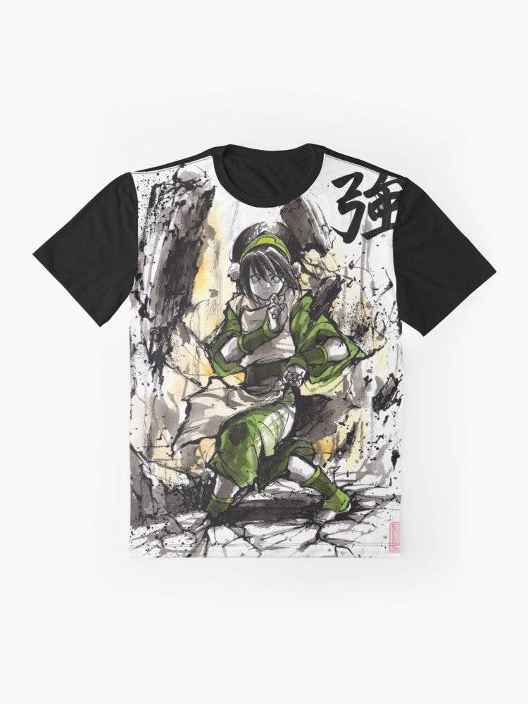 Toph from the Avatar series in a sumi and watercolor graphic design - Flat lay