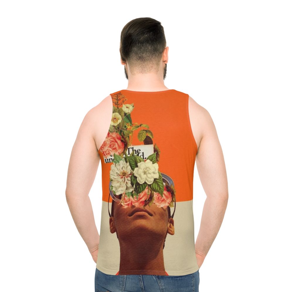 Unexpected vintage floral unisex tank top - men back