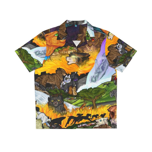 Warriors The Prophecies Begin Hawaiian Shirt featuring Firestar, Tigerstar, and other iconic Warrior Cats characters