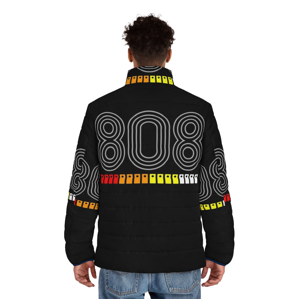 808 puffer jacket with electronic music-inspired design - men back