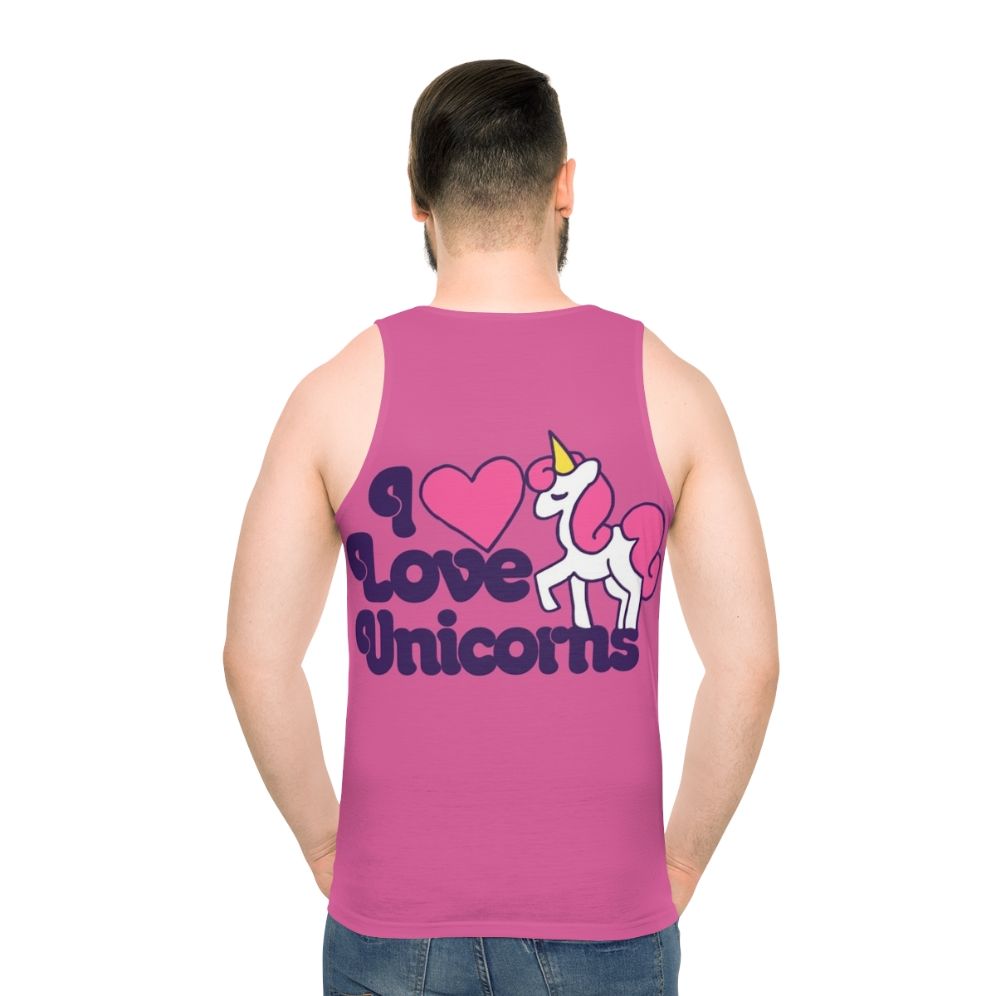 Retro unisex tank top with unicorn design - men back