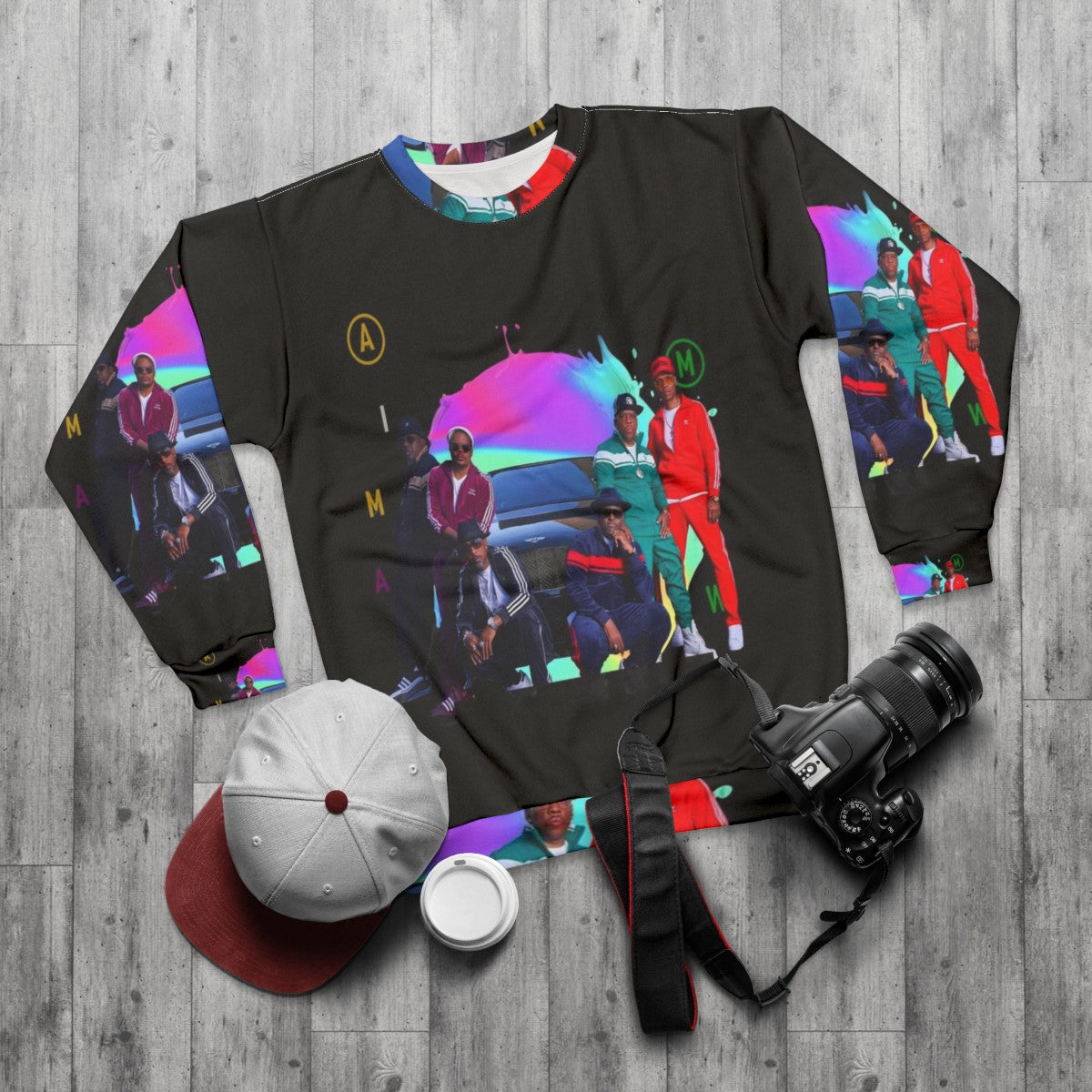 New Edition Retro Sweatshirt featuring 80s fashion and Bell Biv Devoe inspired design - flat lay