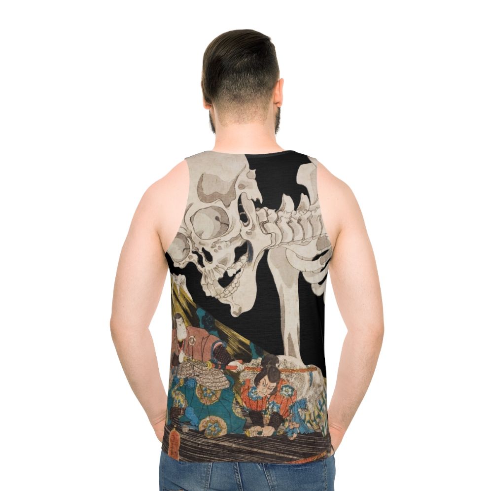 Skeleton Ghost Ukiyo-e Woodblock Print Unisex Tank Top - men back