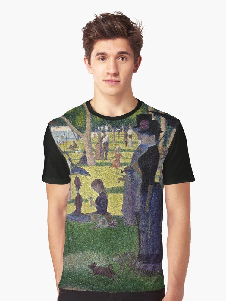 "Graphic T-Shirt featuring the iconic painting Sunday Afternoon on La Grande Jatte by George Seurat, the pioneering Pointillist artist." - Men