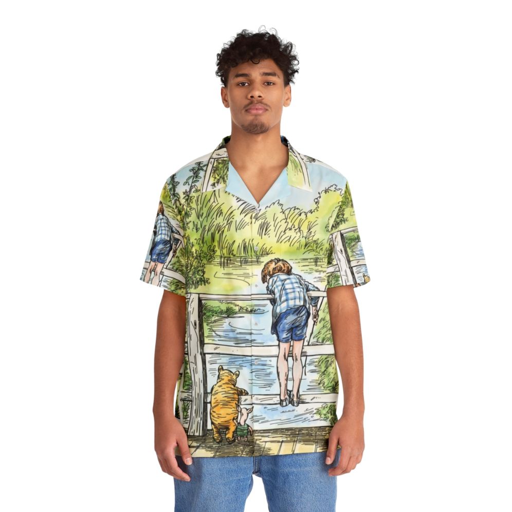 Winnie the Pooh Hawaiian Shirt featuring classic Pooh illustration - People Front