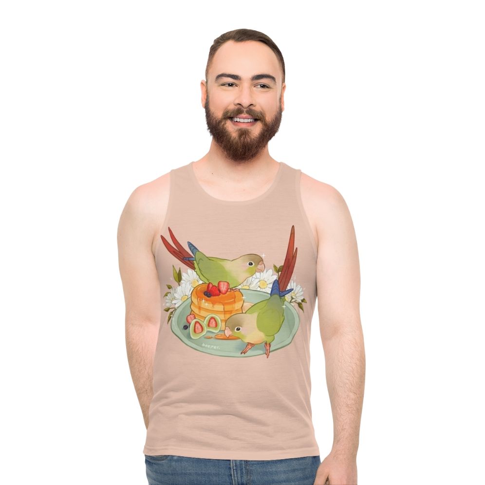 Cinnamon Conure Unisex Tank Top with Fluffy Pancakes Design - men