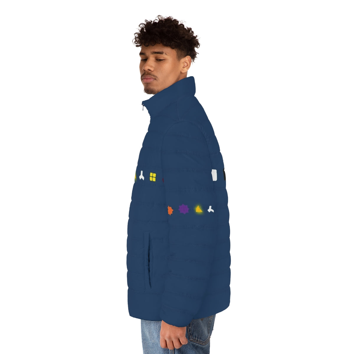 The Witness Puzzle Puffer Jacket featuring the iconic patterns and designs from the indie game - men side left