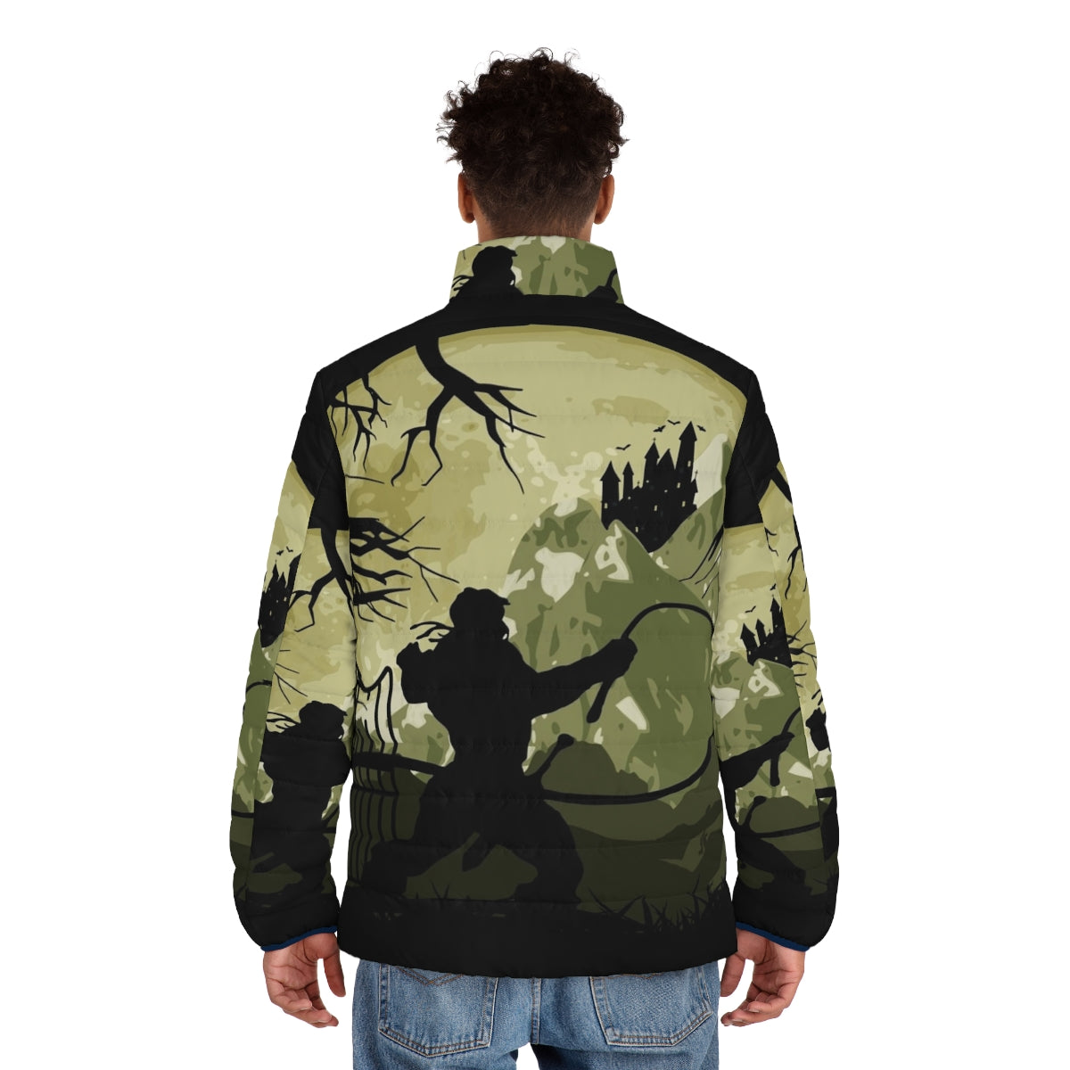 Castlevania inspired video game art puffer jacket - men back