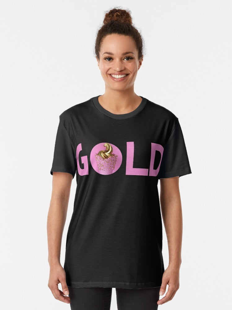 Gold Pink Galaxy Unicorn Graphic T-Shirt - Women