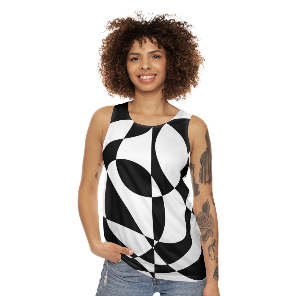 Retro 1960s Black and White Abstract Unisex Tank Top - women