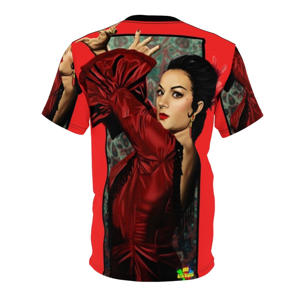 Vibrant digital art t-shirt featuring Lola Flores inspired design - Back