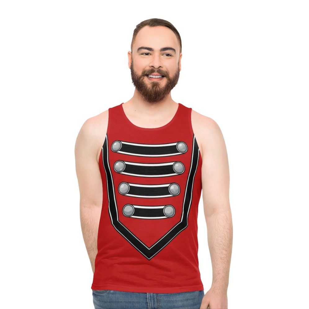 Unisex tank top with a simple marching band pattern design - men