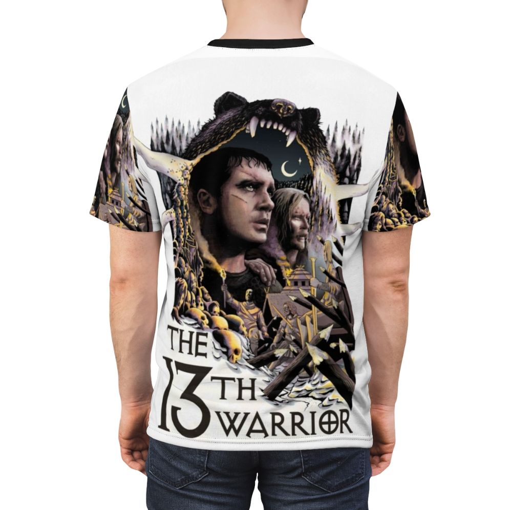 "13th Warrior" inspired t-shirt featuring a stylized design for fans of the action-adventure fiction book and movie - men back