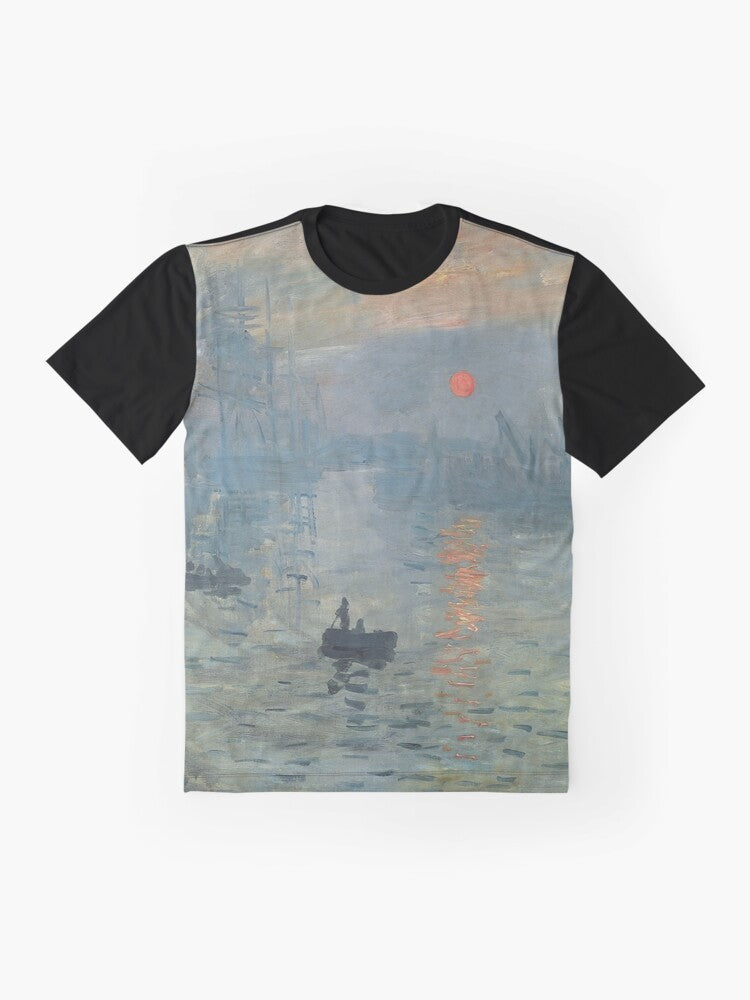 High definition graphic t-shirt featuring Paul Cezanne's Impressionist painting "Sunrise" - Flat lay