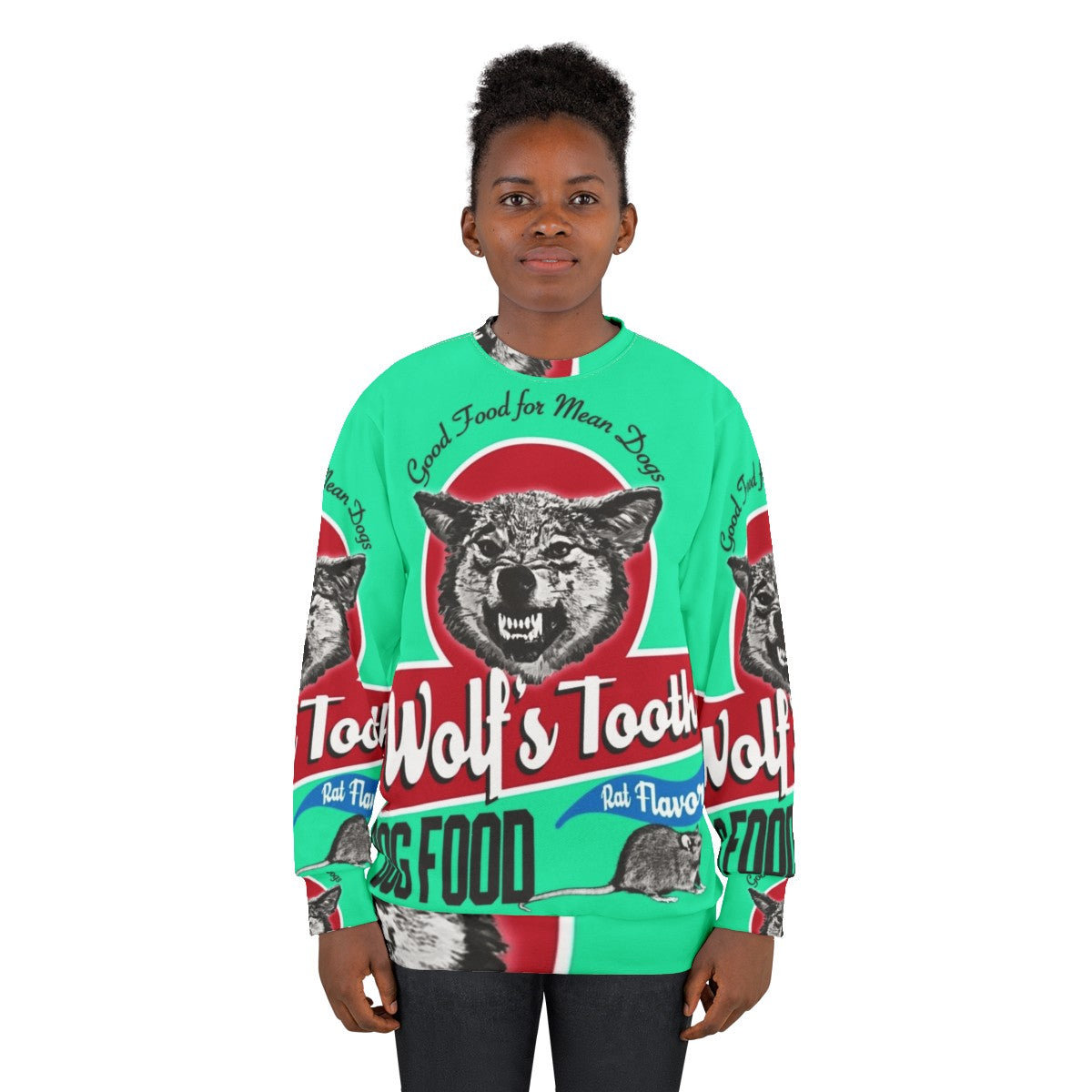 Wolf themed dog sweatshirt with print design - women