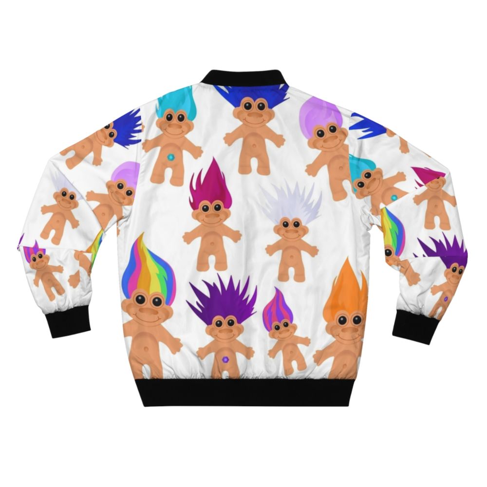 Colorful 90s-inspired bomber jacket featuring a troll doll design - Back