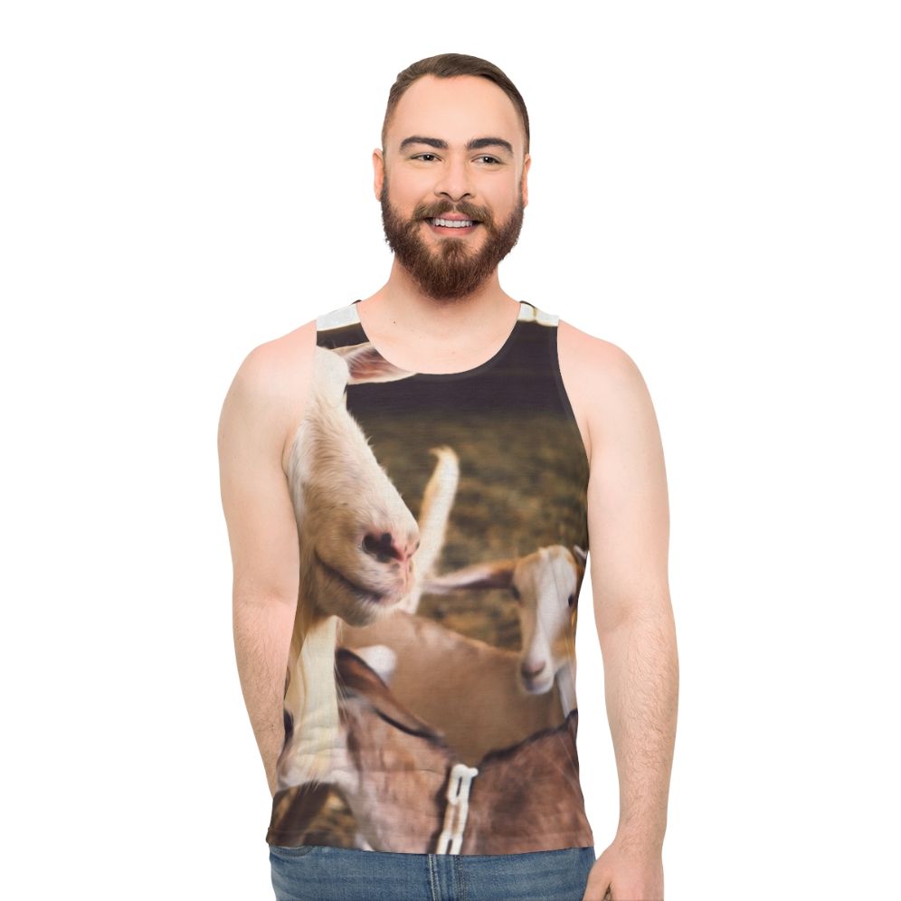 Unisex tank top with goats and sheep farm animals - men