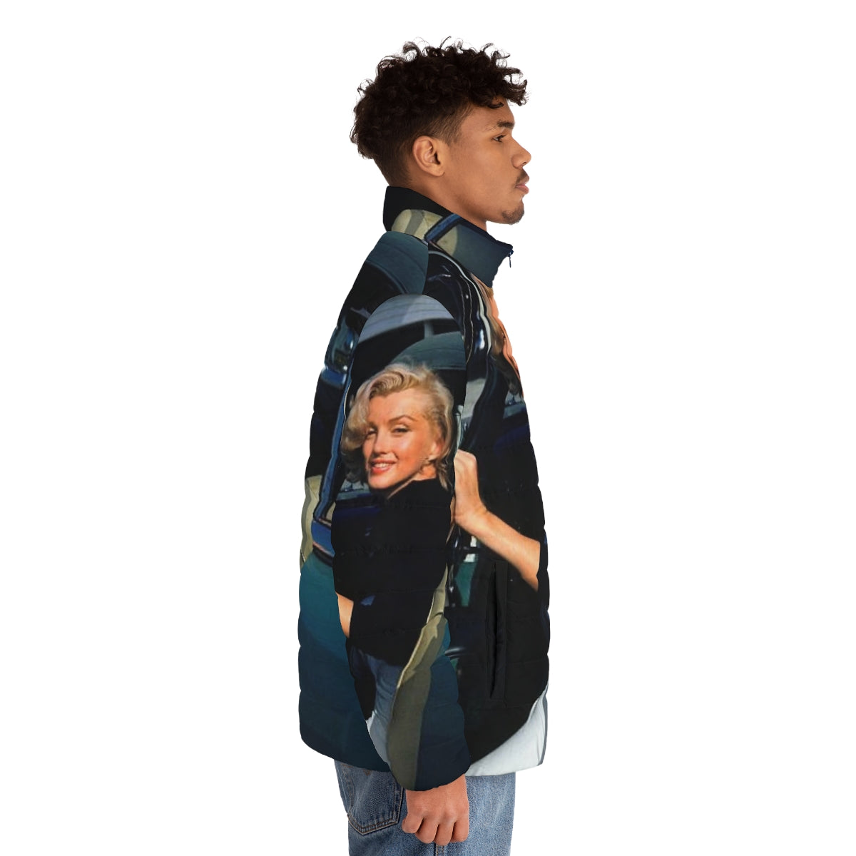 Marilyn Monroe Retro Puffer Jacket with Aesthetic Design - men side right