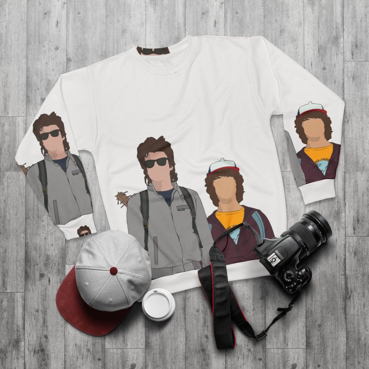 Stranger Things Dustin and Steve Design Sweatshirt - flat lay