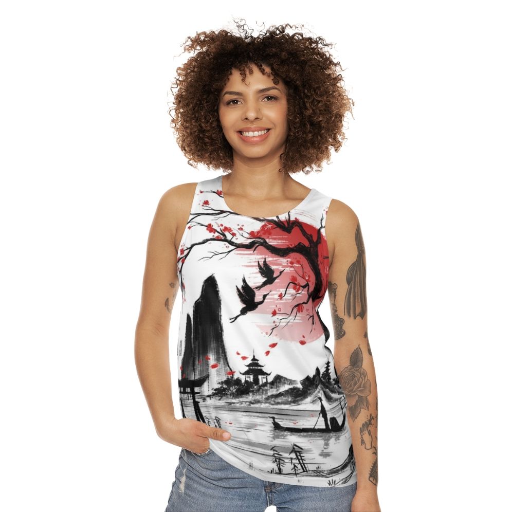 Japan landscape art unisex tank top - women