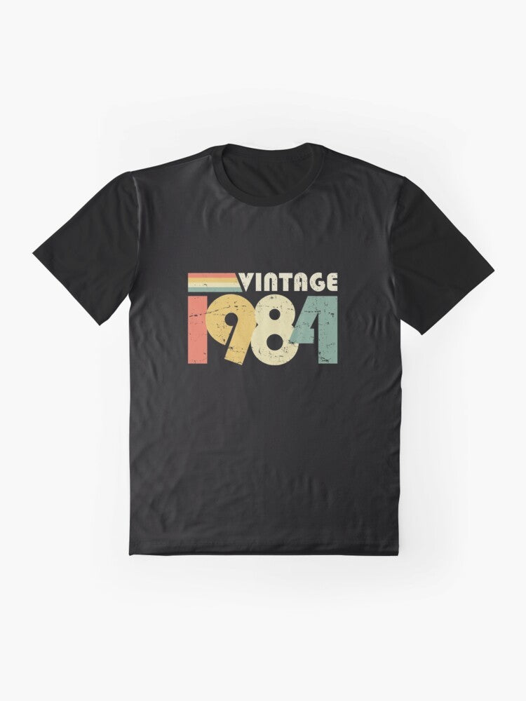 Vintage 1984 40th birthday distressed graphic design t-shirt - Flat lay